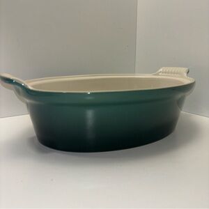 Le Creuset stoneware oval casserole dish in artichaut green